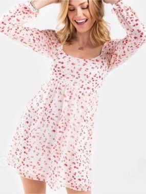 miami White Dress with Pink Floral Print